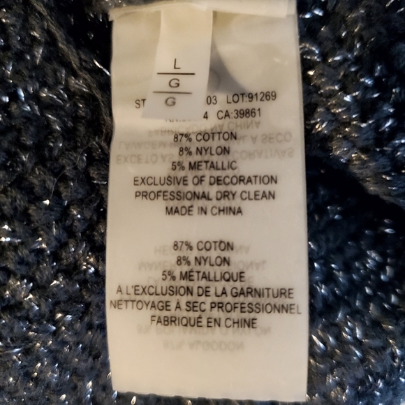 Elie Tahari Jacket Collared Blazer Silver Gray Shimmer Sequine Size L - Picture 7 of 9